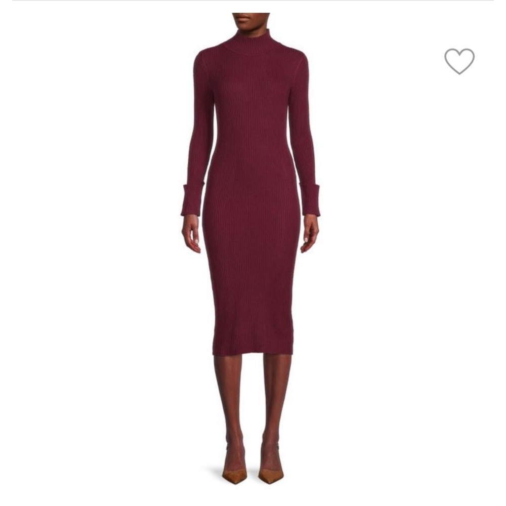 STEVE MADDEN Cabernet burgundy Ribbed Bodycon Midi Dress